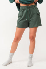 Forest Green Side Pocket Drawstring Sweat Shorts