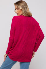 Fuchsia Ribbed Brushed Knit Dolman Sleeve Maternity Top