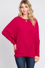 Fuchsia Ribbed Brushed Knit Dolman Sleeve Maternity Top