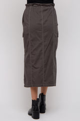 Charcoal Cargo Cinched Maternity Midi Skirt