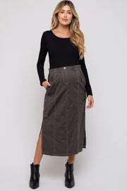 Charcoal Cargo Cinched Maternity Midi Skirt