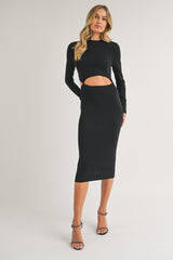 Black Fitted Cutout Maternity Midi Dress