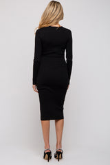 Black Fitted Cutout Maternity Midi Dress