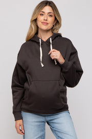 Charcoal Basic Fleece Maternity Hoodie