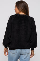 Black Faux Fur Maternity Sweatshirt