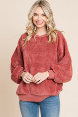 Rust Faux Fur Maternity Sweatshirt