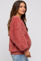 Rust Faux Fur Maternity Sweatshirt