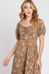 Mocha Print Ruched Midi Dress