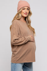 Mocha Oversized Long Sleeve Maternity Top