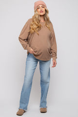 Mocha Oversized Long Sleeve Maternity Top