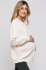 Cream Oversized Long Sleeve Maternity Top