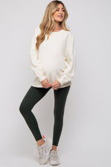 Cream Oversized Long Sleeve Maternity Top