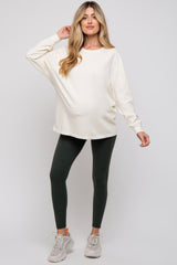 Cream Oversized Long Sleeve Maternity Top