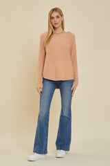 Peach Fuzzy Soft Knit Sweater