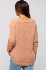 Peach Fuzzy Soft Knit Maternity Sweater