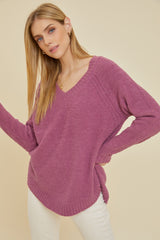 Magenta Fuzzy Soft Knit Maternity Sweater