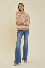 Taupe Striped Open Knit Sweater