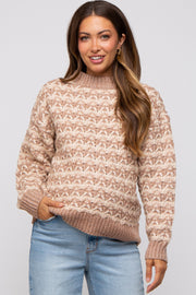 Taupe Striped Open Knit Maternity Sweater