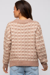 Taupe Striped Open Knit Maternity Sweater