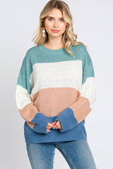 Multi-Color Color Blocked Striped Sweater