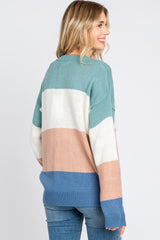 Multi-Color Color Blocked Striped Sweater