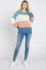 Multi-Color Color Blocked Striped Sweater