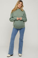 Olive Mock Neck Lightweight Maternity Sweater