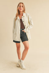 Ivory Front Pocket Collared Jacket