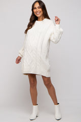 Ivory Soft Knit Maternity Sweater Dress