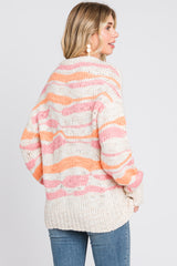 Orange Multi Color Open Knit Sweater