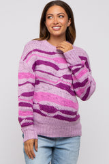 Lavender Multi Color Open Knit Maternity Sweater