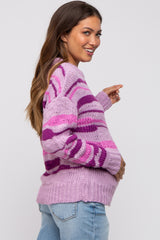 Lavender Multi Color Open Knit Maternity Sweater