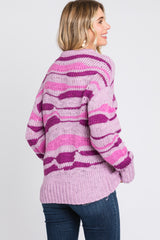 Lavender Multi Color Open Knit Sweater