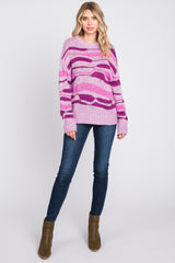 Lavender Multi Color Open Knit Sweater