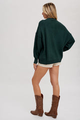 Forest Green Half Button Up Sweater