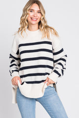 Cream Striped Oversized Maternity Sweater