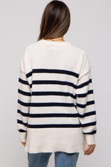 Cream Striped Oversized Maternity Sweater