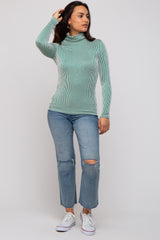 Forest Green Ribbed Maternity Turtleneck Top