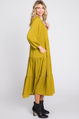 Lime Textured Tiered Midi Dress