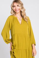 Lime Textured Tiered Midi Dress