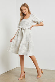 Cream Texture Woven Dress