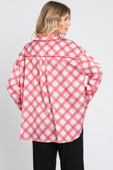 Pink Argyle Button Up Satin Sleep Top