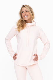 Light Pink Hooded Long Sleeve Active Top