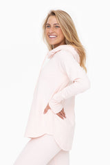 Light Pink Hooded Long Sleeve Active Top