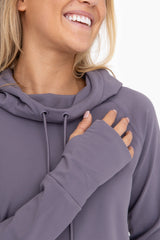 Charcoal Hooded Long Sleeve Active Top