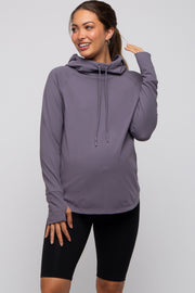 Charcoal Hooded Long Sleeve Maternity Active Top