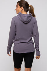 Charcoal Hooded Long Sleeve Maternity Active Top