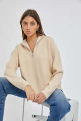 Ivory Half Zip Pullover Sweater