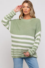 Green Striped Maternity Sweater