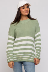 Green Striped Maternity Sweater